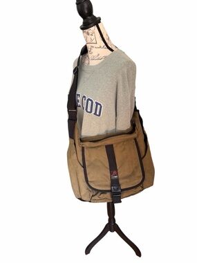 Overland Equipment Canvas Messenger Bag Khaki Brown Crossbody Outdoor USA Made